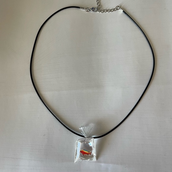 Handmade fish in a bag necklace - Picture 2 of 5